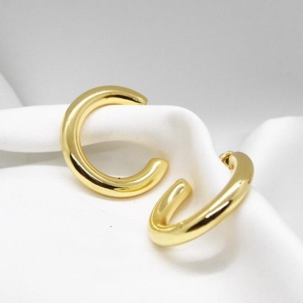 Basic Cuff Gold Hoops - Picture 2 of 4